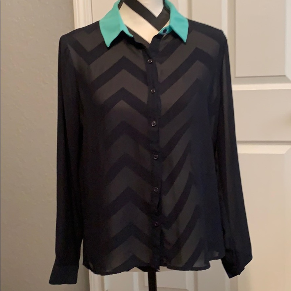 Navy and light blue blouse